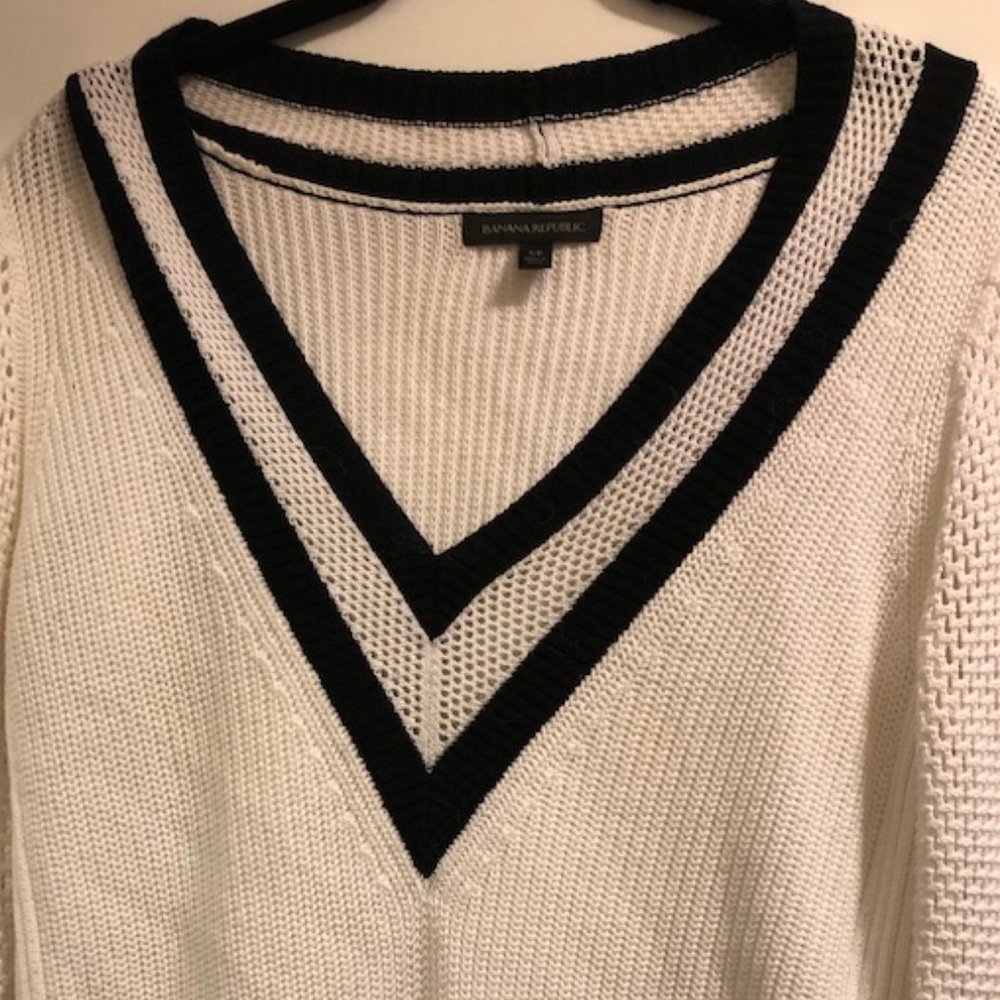 Banana Republic Black and White Varsity Sweater